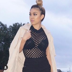 Knitted mock neck bodysuit